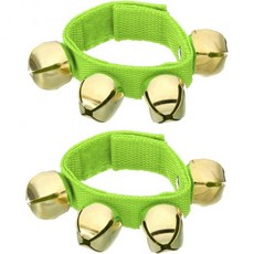 파티킬 손목벨 2개 징글벨 발목벨 팔찌 타악기 음악 리듬 밴드 파티 크리스마스를 위한 골든벨 4개 그린, Light Green, 1개