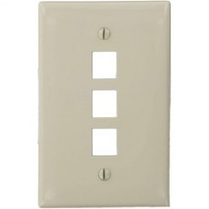 Leviton 420804ID 창 싱글 갱 4포트 화이트가 있는 WS 퀵포트 월플레이트, Light Almond, 3 Port