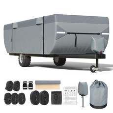 Mofeez Pop Up Camper Cover 10-12ft 7 Layers Top Extra-Thick Pop Up Trailer Cover Waterproof Win, 그레이 팝업 캠퍼 커버