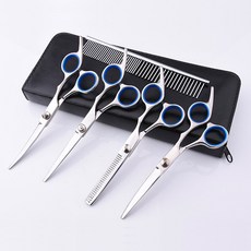 케이알펫츠 강아지 고양이 미용 빗 가위 5세트, 파랑