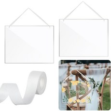 아크릴 블랭크 싸인 펜던트 데코 직사각형 폴리에스테르 리본 혼합색 22x28cm 2개
