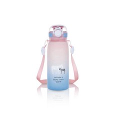 ku.ku Duckbill酷咕鴨粉彩斑馬吸管水壺550ml，Tritan材質安全無毒，寶寶外出便攜, 粉紅斑馬, 1個, 550L