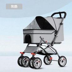 P9寵物推車 輕便可摺疊 四輪 耐荷重25KG, 灰色 P9寵物推車 加大空間 + 雙向推行, 1個