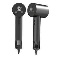 초고속 음이온 헤어드라이어 LED 디스플레이 스마트 온도조절 BLDC 모터 드라이기 1500W, 그레이