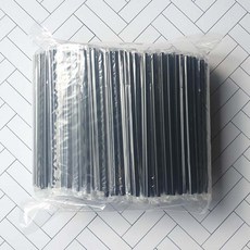 21cm 개별 포장 검정 일자 빨대 2봉(1000)개, 2개, 500개