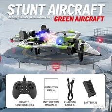 RC헬기 비행기 전투기 드론 무선 조정 카 자동차 오프로드 드리프트 포크레인 조명이 있는 폼 비행기 글라, 02 green