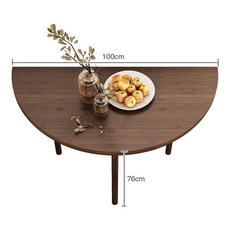 카페 나무 반원식탁 2인용 원탁 탁자 원목 식탁 스튜디오 모던 반원형 타원형 책상 맞춤, 월넛 컬러 반원형 100cm
