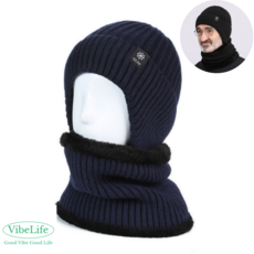바이브라이프 방한 귀마개모자 넥워머 세트, 네이비, 1개