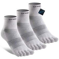 남성용 WRELs 쿨맥스 발가락 양말 운동용 고성능 쿠션 크루 3켤레