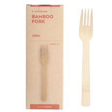 아이엠그리너 친환경 일회용 대나무 포크 소량 박스, 1개, 20개입