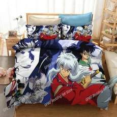 인쇄 애니메이션 이누야샤 침구 침실용 침대보 이불 커버 베개, 10. 1