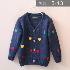 鹿拉拉韓版女童毛衣外套 秋冬中小童彩點愛心針織毛衣 柔軟舒適 時尚保暖
