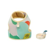 루디모어 반려동물 조끼형 하네스 + 리드줄 세트, 카키, 1개