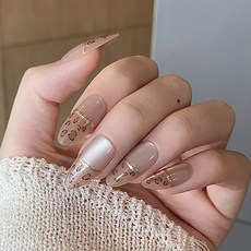 穿戴甲高級感春夏閃鑽蝴蝶手工美甲甲片辣妹穿戴式指甲片, 1個, BY1766短水滴:手工甲M碼#10片/袋