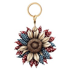 미국 국기 해바라기 가죽 키체인 홀더 에어 태그 액세스 카드 보호 케이스 애국적인 GPS 트래커 애완 동물 수하물 지갑 아동용 파인더 액세서리 187411