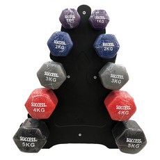 SUCCESS 健身啞鈴套組 1-5公斤雙數對裝 附專用收納架, 1個