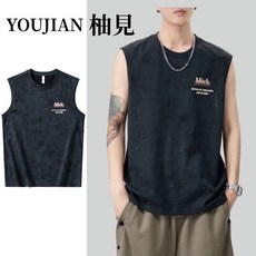 休閒寬鬆運動背心 健身吊嘎 涼感排汗透氣背心 男士寬坎肩圓領無袖T恤 薄款背心