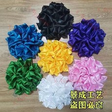 台東出貨 多色綢布花球 彩球 大紅色花球 黑白粉色綠色花球 彩色繡球剪彩揭幕花球, 紫色,40cm+5米飄帶