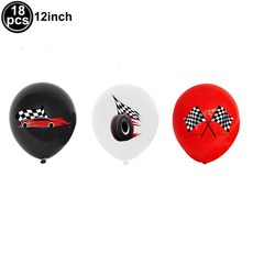 교통 콘 및 플래그 체크 검정 깃발 생일 무늬 흰색 테마 장식 자동차 용 레이싱 경주, Latex balloon