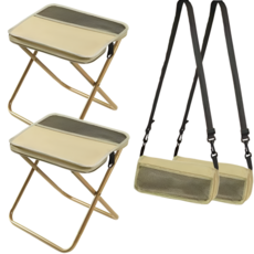 엔드업 1+1 대형 휴대용 접이식 의자 크로스백 초경량 야외 놀이동산 웨이팅 캠핑 낚시 의자, 2개, 베이지