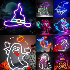 南瓜幽靈LED霓虹燈牌，萬聖節聖誕節裝飾燈，臺灣熱銷跨境禮物，節日氛圍燈, 聖誕襪27*26CM,5V