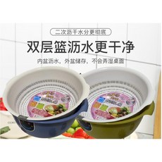 蔬菜水果瀝水籃 圓形雙層 - 洗菜/水果籃, 1個