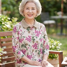 국민할매 국내생산 할머니옷 여름 찰랑찰랑 릴리 7부 카라티셔츠[KH-005] 요양원옷