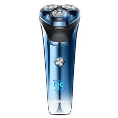 LifeSync FK373 남자 전기면도기 3헤드 생활방수 건식 습식 면도 트리머 포함 남성 선물 추천, 블루