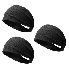 인콘트로 와이드 더블 스포츠 헤드밴드, 검정색, 3개