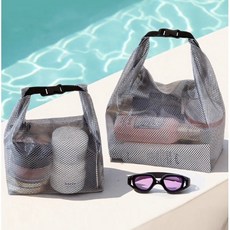 (고퀄리티) 투명 메쉬 토트백 비치용 버클 사우나백