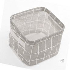 곰돌이네상점 린넨 바구니 격자그레이 린넨바구니대형