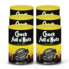 Chock Full o Nuts 헤이즐넛 향 그라운드 커피 297.7g 10온스 캔 프리미엄 커피콩 262034, 10.5온스 (6팩), 뉴욕 로스트