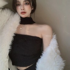 《杜達女孩》今晚有局 正反兩穿BABE超柔水貂毛 平口小可愛 派對夜店性感衣服 繞脖小可愛 毛毛吊帶