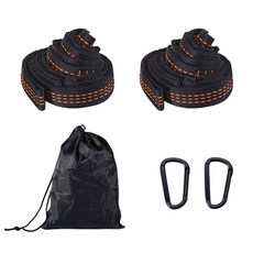 2Pcs 야외 캠핑 해먹 스트랩 강화 나일론 벨트 로프 서스펜션 스트랩, 오렌지 강, 검은색 버튼 2개와