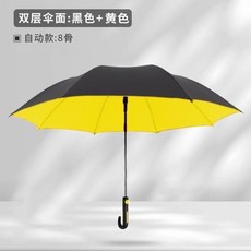 長柄雙層纖維晴雨兩用傘, 1個, 無防水套款 110cm丨黑膠防曬 外黑內,23寸