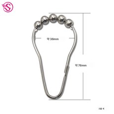 철호리형 후크 5구 슬라이딩 커튼 후크 볼 샤워 커튼 후크 커튼 후크, 크롬, 76mm 높은 조롱박 타입, 1개