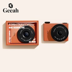 Geeah 미니 디지털카메라 2000w 픽셀 휴대용 소형 레트로 디카 일상 기록용 64GB, 오렌지