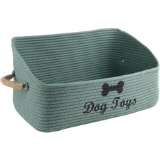 브래브토드 개 장난감 바구니- 거실용 100% 면 로프 통- 튼튼한 손잡이-강아지 침대-개 정리함 칼라 목줄 담요-치프 방지 - 그린, Green