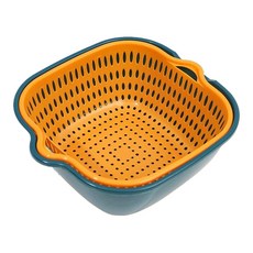 現貨 洗菜籃 洗菜盆 瀝水籃 蔬果洗菜 蔬果瀝水籃 多功能瀝水籃, 深藍, 1個