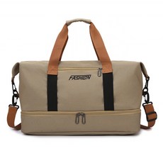 時尚短途手提旅行包乾溼分離運動健身包大容量游泳瑜伽斜挎行李包, 卡其, 1個