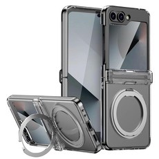 AuroiCCY 삼성 갤럭시 Z 플립 7 FE/Z 6 케이스 자석 힌지 보호 및 킥스탠드 [MagSafe와 호환] 마그네틱 링 스탠드 슬림 폰 커버 투명