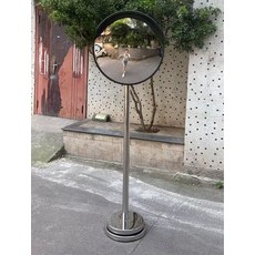 도로 반사거울 사각지대 교차로 스탠드형 아파트 실외 야외 대형 광각 원형 클립 이동식 배경, 1개, 블랙 80CM 거울+2m