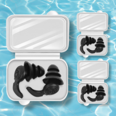 니벤트 완벽 방수 수영용 귀마개, 3개, 블랙