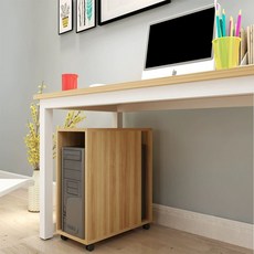 데스크탑선반 간편한사용 컴퓨터선반 컴퓨터본체받침대 데스크탑선반책상 정리함, 라이트월넛