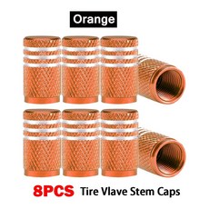 DSYCAR 8Pcs 자동차 타이어 밸브 줄기 캡 알루미늄 방진 휠 공기, C0650 Orange
