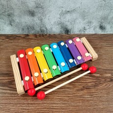 幼兒啟懞玩具 木製敲琴 寶寶玩具 木質敲琴 手眼協調益智早教兒童玩具, 1個, 敲琴（送琴譜）（木棒兩頭帶珠）