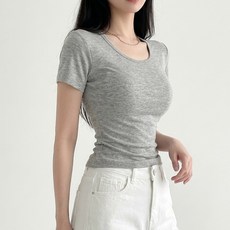 셀리나에스 허리라인 여성반팔티 슬림핏 스판 국내제작