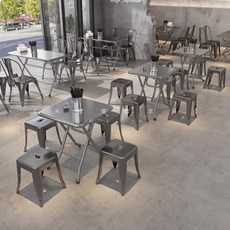 카페테이블 야외테이블 이중 레이어 접이식 식사 스테인레스 스틸 식당 사각형 가정용 소형 원형 산업 스타일 바베큐장, 60cm folded round