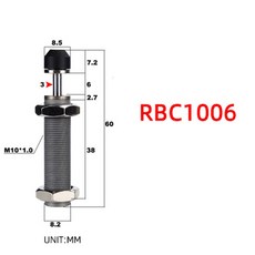 스프링 흡수기 1412 댐퍼 RBC 충격 RB2725 압력 공압 1007 0806 에어 오일 실린더 2015 타입 SMC, RBC1006, 1개
