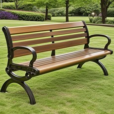 야외용 아연합금 벤치 등받이 포함 공원 정원 테라스 마당 실외 휴식용 의자, 120CM